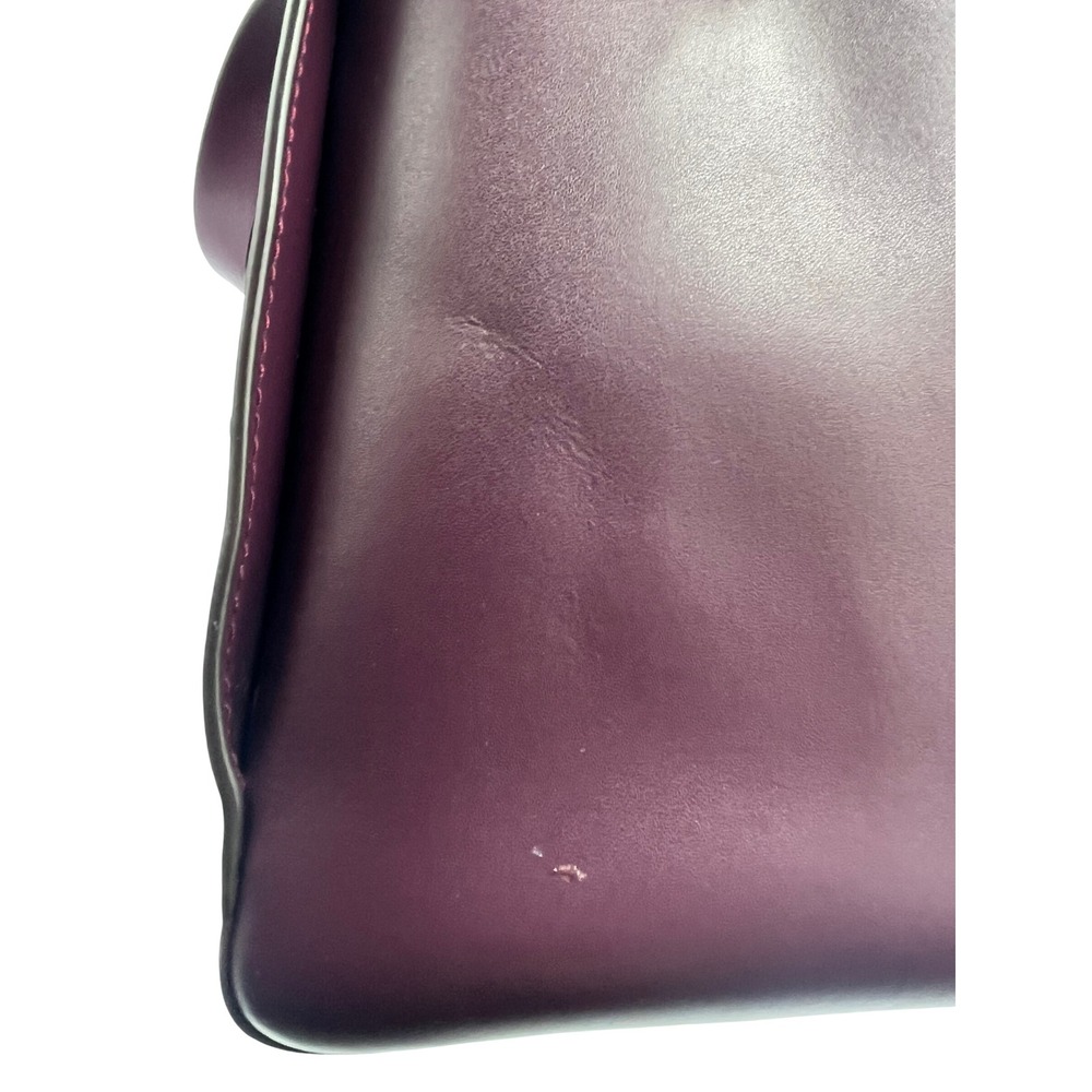 Kate Spade New York Plum Burg Lthr Tote Bag Zipperd Compartment Gold Logo GSVUV9 - Picture 5 of 10